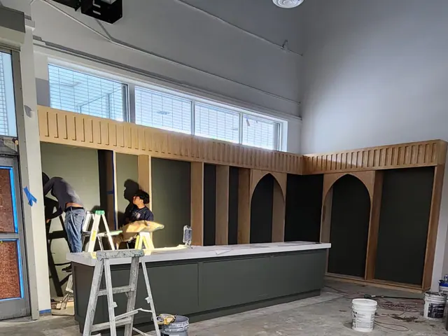 Commercial interior painting and renovation in progress.